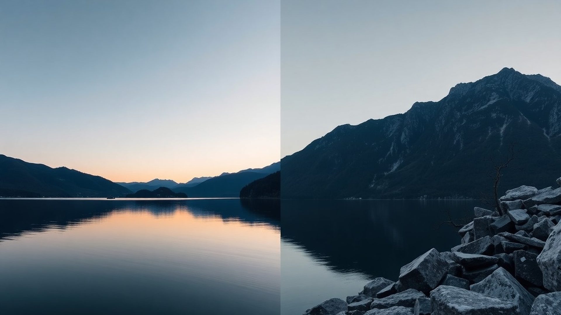 Blejsko jezero ob zori z alpskim grebenom v ozadju