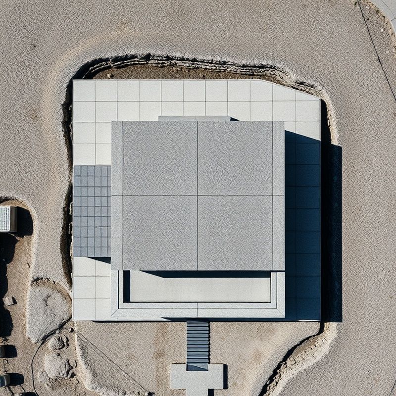 Geometrijska arhitekturna struktura iz zgornjega kota v slate tonih